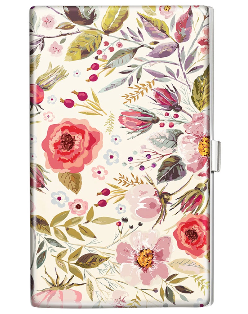 Swooflia Business Card Holder Case Wallet for Women Metal Retro Flower Slim Pocket Purse Square Card Cases Cute For Realtors Real Estate Agents - Image 1
